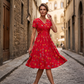 👗Vestido de mujer con cuello en V, estampado floral y cintura retorcida
