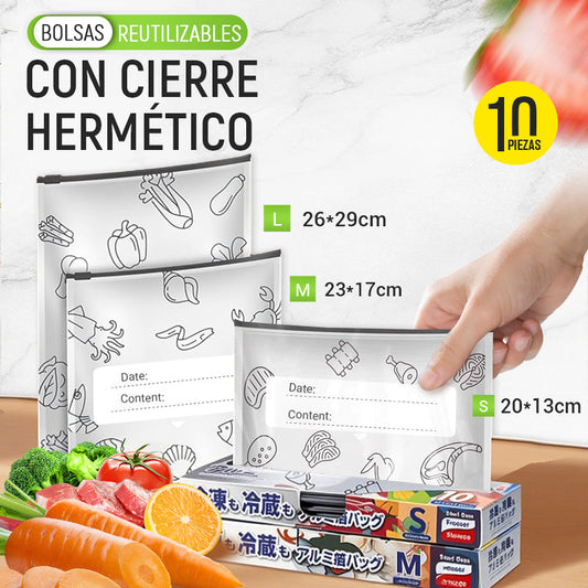 🔥Éxito de ventas mundial🍗 ¡Oferta por tiempo limitado! Compra 2 y llévate 1 gratis🥦Bolsas de almacenamiento reutilizables con cierre hermético de papel de aluminio.