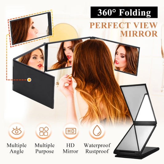 💥Espejo plegable de 360° para autocorte y maquillaje – vista trasera disponible