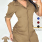 Vestido camisero de manga corta con botones para mujer