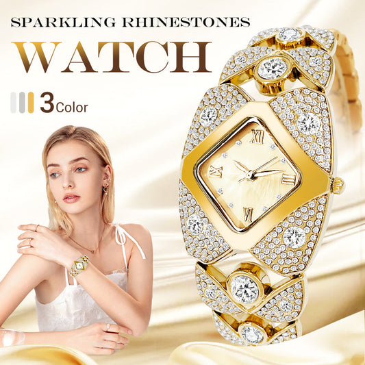 ✨🕰️Reloj retro de cuarzo para mujer con brillantes pedrería