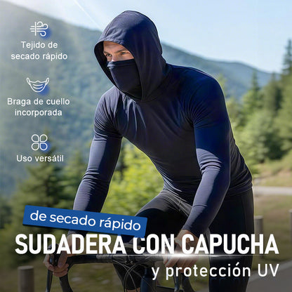Sudadera con capucha ligera de secado rápido y protección UV para hombr