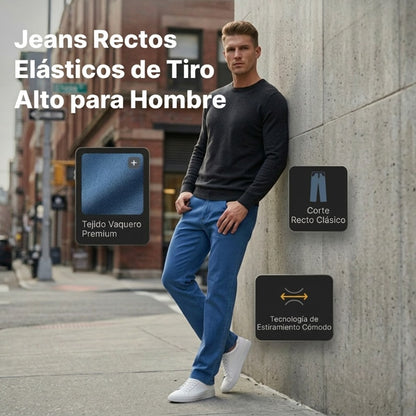 👖Jeans de cintura alta rectos para hombre🔥Compra 2 envío gratuito
