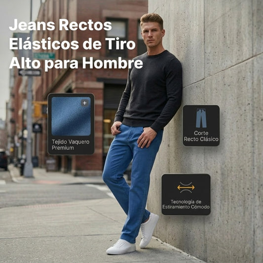 👖Jeans de cintura alta rectos para hombre🔥Compra 2 envío gratuito
