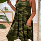 Vestido de mujer de tirantes anchos para primavera/verano, elegante vestido sin mangas de corte A, estampado de camuflaje, bajo irregular, ropa informal para fiestas.