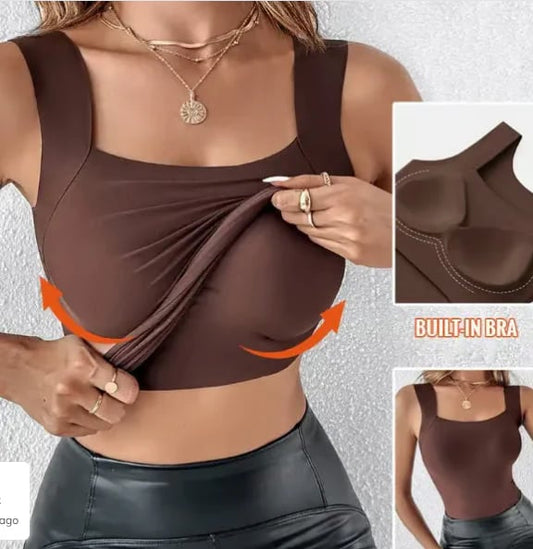 🏆 ¡¡Precio especial del último día $ 23.8!! 💐 Camisetas sin mangas con cuello en U para mujer con sujetador incorporado