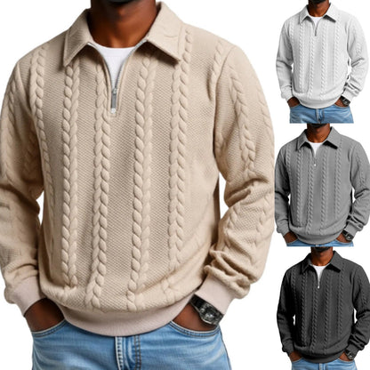 🔥Oferta de novedades: Suéter casual de punto trenzado con media cremallera para hombre