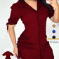 Vestido camisero de manga corta con botones para mujer