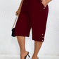 Pantalones elegantes de talla grande, color liso, cintura elástica, corte ajustado, 7/8, bolsillos inclinados, cómodos y elásticos para mujer.