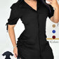 Vestido camisero de manga corta con botones para mujer