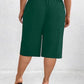 Pantalones elegantes de talla grande, color liso, cintura elástica, corte ajustado, 7/8, bolsillos inclinados, cómodos y elásticos para mujer.