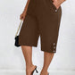 Pantalones elegantes de talla grande, color liso, cintura elástica, corte ajustado, 7/8, bolsillos inclinados, cómodos y elásticos para mujer.