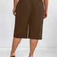 Pantalones elegantes de talla grande, color liso, cintura elástica, corte ajustado, 7/8, bolsillos inclinados, cómodos y elásticos para mujer.