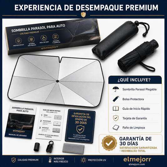 Parasol plegable para parabrisas de coche - Cubierta parasol para coche con protección UV para la ventana delantera del coche (aislamiento térmico) para la mayoría de los coches.