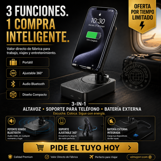 🔥3 en 1: altavoz Bluetooth inalámbrico, estación de carga y soporte para teléfono