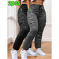 Pantalones de trabajo para mujer (2 piezas): largos, sin elásticos, con cintura ajustable con cordón para gimnasio, actividades al aire libre y uso diario.