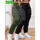 Pantalones de trabajo para mujer (2 piezas): largos, sin elásticos, con cintura ajustable con cordón para gimnasio, actividades al aire libre y uso diario.