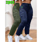 Pantalones de trabajo para mujer (2 piezas): largos, sin elásticos, con cintura ajustable con cordón para gimnasio, actividades al aire libre y uso diario.