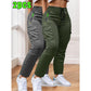 Pantalones de trabajo para mujer (2 piezas): largos, sin elásticos, con cintura ajustable con cordón para gimnasio, actividades al aire libre y uso diario.