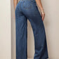Jeans vintage ultralargos para mujer, diseño de bolsillo diagonal con botones, corte recto, pierna ancha, holgados, cintura alta, para todas las estaciones.