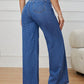 Jeans vintage ultralargos para mujer, diseño de bolsillo diagonal con botones, corte recto, pierna ancha, holgados, cintura alta, para todas las estaciones.