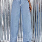 Jeans vintage ultralargos para mujer, diseño de bolsillo diagonal con botones, corte recto, pierna ancha, holgados, cintura alta, para todas las estaciones.