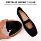 Zapatos tejidos estilo Mary Jane para mujer con tiras elásticas y diseño de punta cuadrada, bailarinas planas cómodas, adecuadas para usar en primavera y verano, elegantes pantuflas de mujer, diseño simple, mocasines de mujer livianos y cómodos.