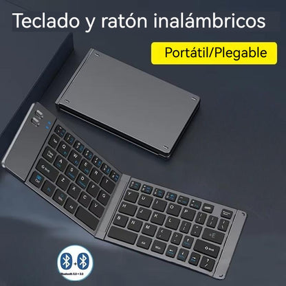 Teclado 2 plegables Mini teclado inalámbrico teclado Bluetooth doble plegable con panel táctil para teléfono Windows Android IOS iPad
