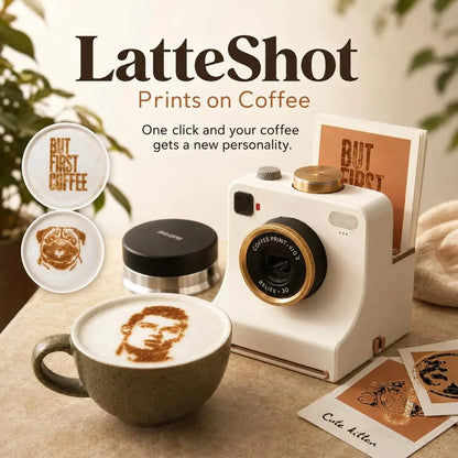 ☕ Cámara Retro Mecánica para Decorar Café con Plantillas