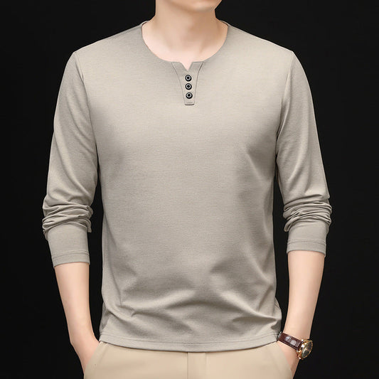 Sudadera con cuello en V y botones para hombre, agradable para la piel