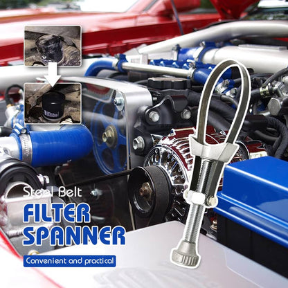 NUEVA herramienta de llave de correa de extracción de filtro de aceite de automóvil con diámetro ajustable, llave de filtro de aceite de automóvil.