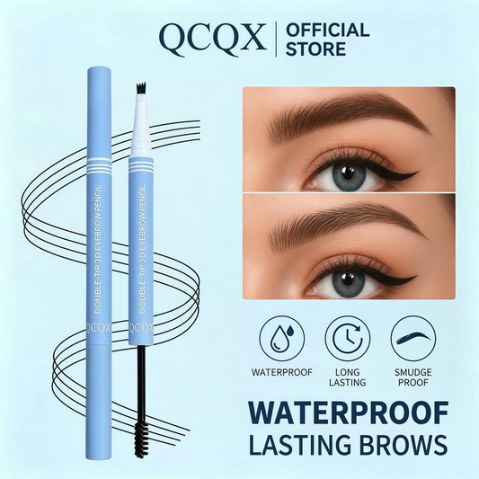 Lápiz de cejas mini 2 en 1 resistente al agua y gel de cejas con color: herramientas de maquillaje de cejas de larga duración para crear líneas naturales y realistas que imitan el vello.