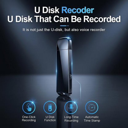 Un dispositivo de grabación de voz inteligente USB 2 en 1 con audio HD y reducción de ruido, con clasificación basada en marcas de tiempo, lo que lo convierte en una grabadora de voz ideal para actas de reuniones. Automático Automático Automático