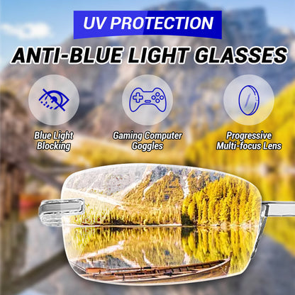 Gafas de lectura ultraligeras sin montura con lentes talladas en diamante.