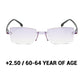 Gafas de lectura ultraligeras sin montura con lentes talladas en diamante.