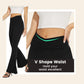 Pantalones acampanados de cintura alta y elásticos para mujer