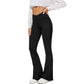 Pantalones acampanados de cintura alta y elásticos para mujer