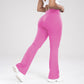 Pantalones acampanados de cintura alta y elásticos para mujer
