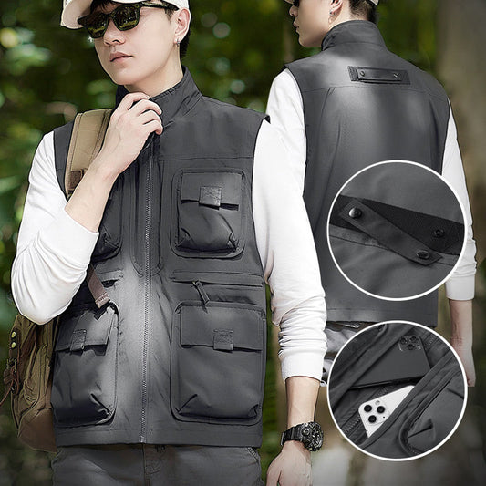 Chaleco Casual Acolchado Reversible con Múltiples Bolsillos