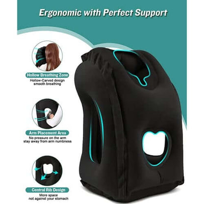✈️ Almohada de Viaje Inflable Ergonómica con Bolsa