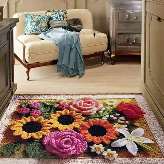 Alfombrilla antideslizante de punto floral para cuarto de baño