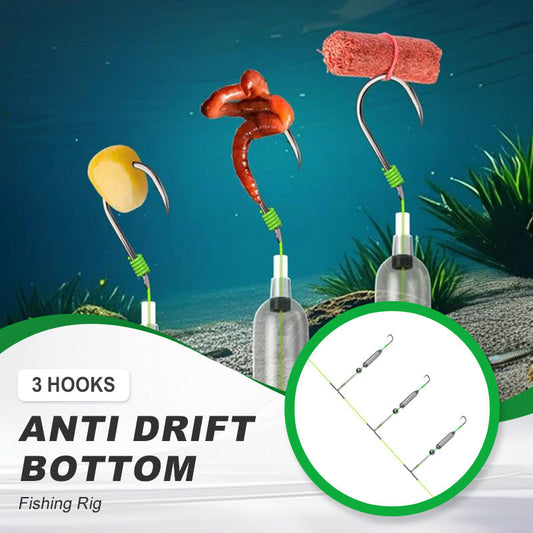 Aparejo de Pesca de Fondo 3 Anzuelos Anti Deriva