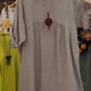 VENTA DE ÚLTIMO DÍA 60% DE DESCUENTO 💃 Vestido suelto de mujer de color sólido con cuello redondo, manga siete cuartos y bolsillos