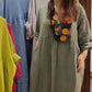 VENTA DE ÚLTIMO DÍA 60% DE DESCUENTO 💃 Vestido suelto de mujer de color sólido con cuello redondo, manga siete cuartos y bolsillos
