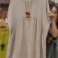 VENTA DE ÚLTIMO DÍA 60% DE DESCUENTO 💃 Vestido suelto de mujer de color sólido con cuello redondo, manga siete cuartos y bolsillos