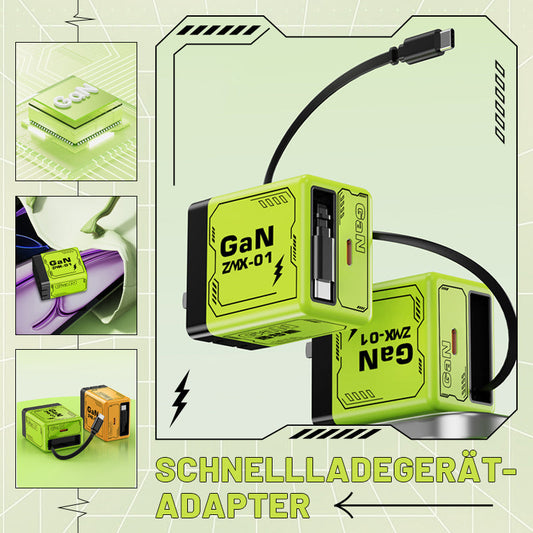Schnellladegerät-Adapter mit einziehbarem Typ-C-Kabel & Anschluss