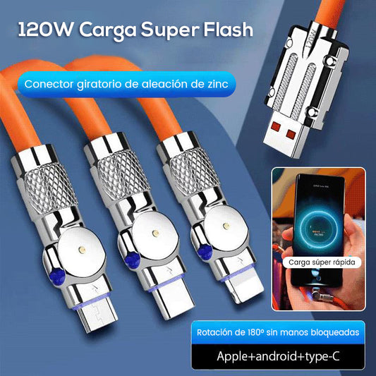 Cable de carga giratorio 3 en 1