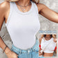Camiseta sin mangas de canalé con sujetador con repisa para mujer