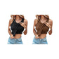 Camiseta sin mangas de canalé con sujetador con repisa para mujer