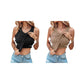 Camiseta sin mangas de canalé con sujetador con repisa para mujer